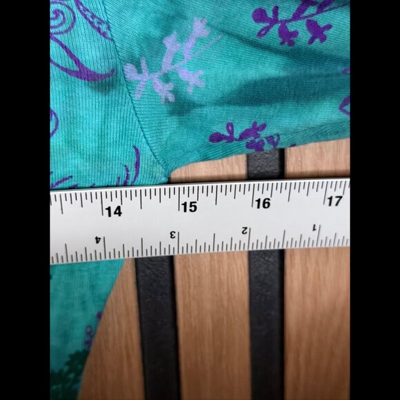 Glima Top Small Womens Green Boho y2k 3/4 Sleeve Abstract Tie Dye Shirt - Picture 3 of 5